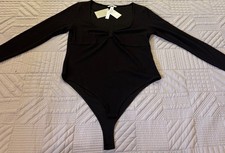 H M Black Long Sleeve Bodysuit Women s Size Xl