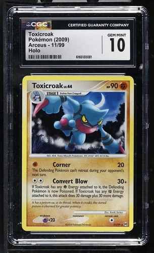 CGC 10 GEM MINT Toxicroak 11/99 Arceus Holo Pokemon Card