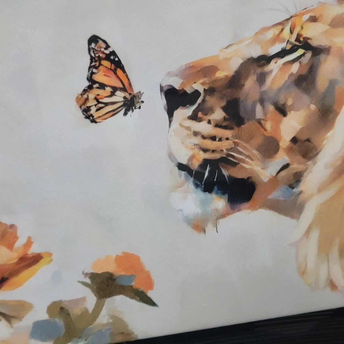 Interiors by Design 10 x 20 Zoll Wandbild Löwe Schmetterling Floral reflektierender Glanz