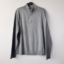 Banana Republic Mens XL 100 Italian Merino Wool Gray 1/4 Zip Pullover Sweater