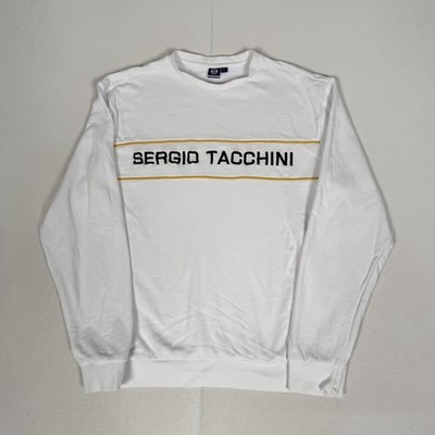 Sergio Tacchini Pullover Sweatshirt Weiß Pulli Spellout Herren Large