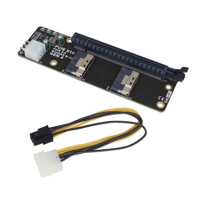 SlimSAS 8i x2 to PCIe4.0 x16 Adapter SFF8654 Riser Card GEN4 NVMe Network Card