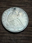1875 Seated Liberty Silver Half Dollar - Sharp Fine Details - Note Plugged