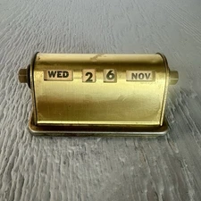 Park Sherman Co VTG Brass Roller Desk Perpetual Calendar MCM Regency USA Retro