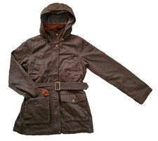 Ladies Fat Face Chocolate Brown Coat Womens Wax Style Heritage Jacket - Size 12