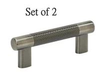 Amerock Bronx 3 and 3-3/4 Inch Dual C to C Bar Cabinet Pull Gunmetal Set of 2