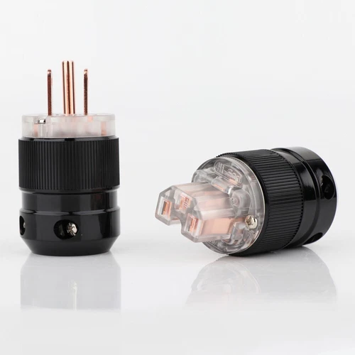 Pair Hifi Audio US AC Pure Copper Power Plug Male & IEC Female Connector - Picture 2 of 9