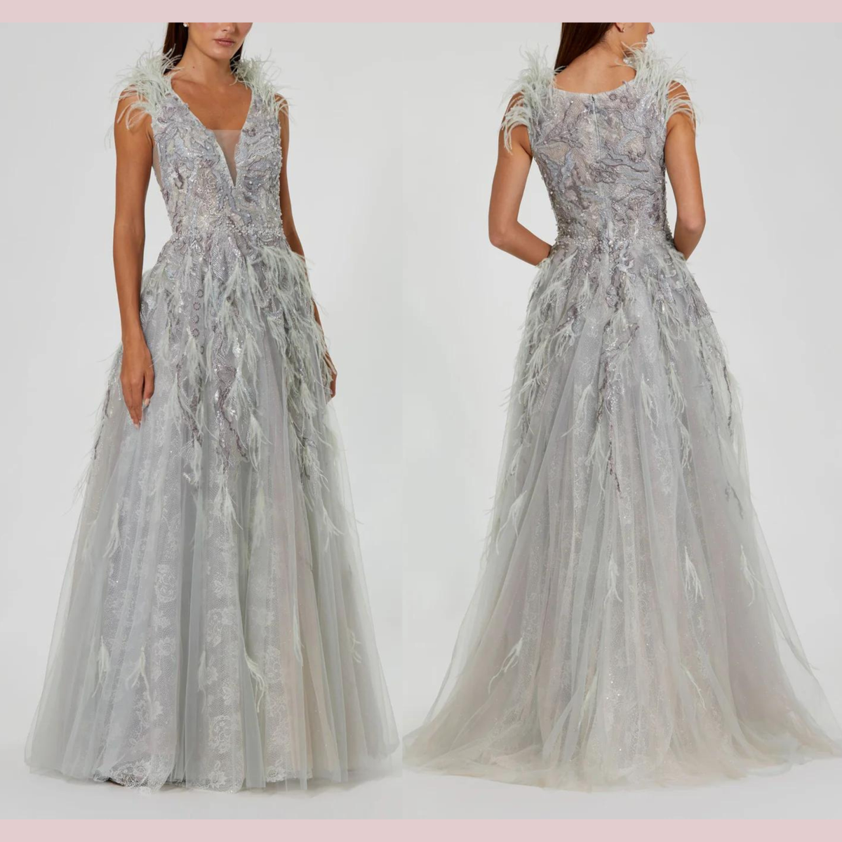 NWT Mac Duggal [ 20 ] 20259 Embellished Feathered Sleeveless A