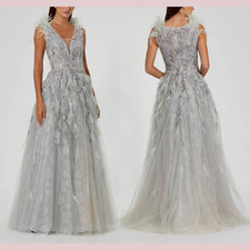 NWT Mac Duggal [ 16 ] 20259 Embellished Feathered Sleeveless A Line Gown J1342