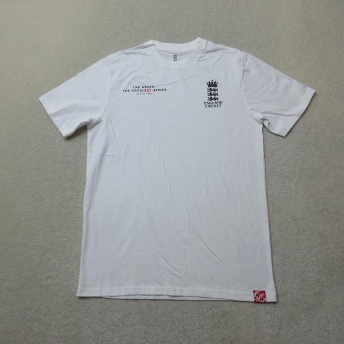 England Cricket T-Shirt Mens Medium White Ashes Casual Crew Neck NWOT