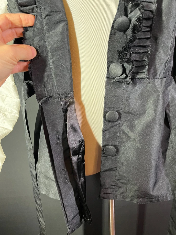 Ashro Talla 12 Negro Blanco Elegante Chaqueta Plisada Corbata Frontal Foto 3 de 4