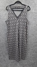 Banana Republic Shift Dress Womens Large Pullover Sleeveless Midi Gray Diamond