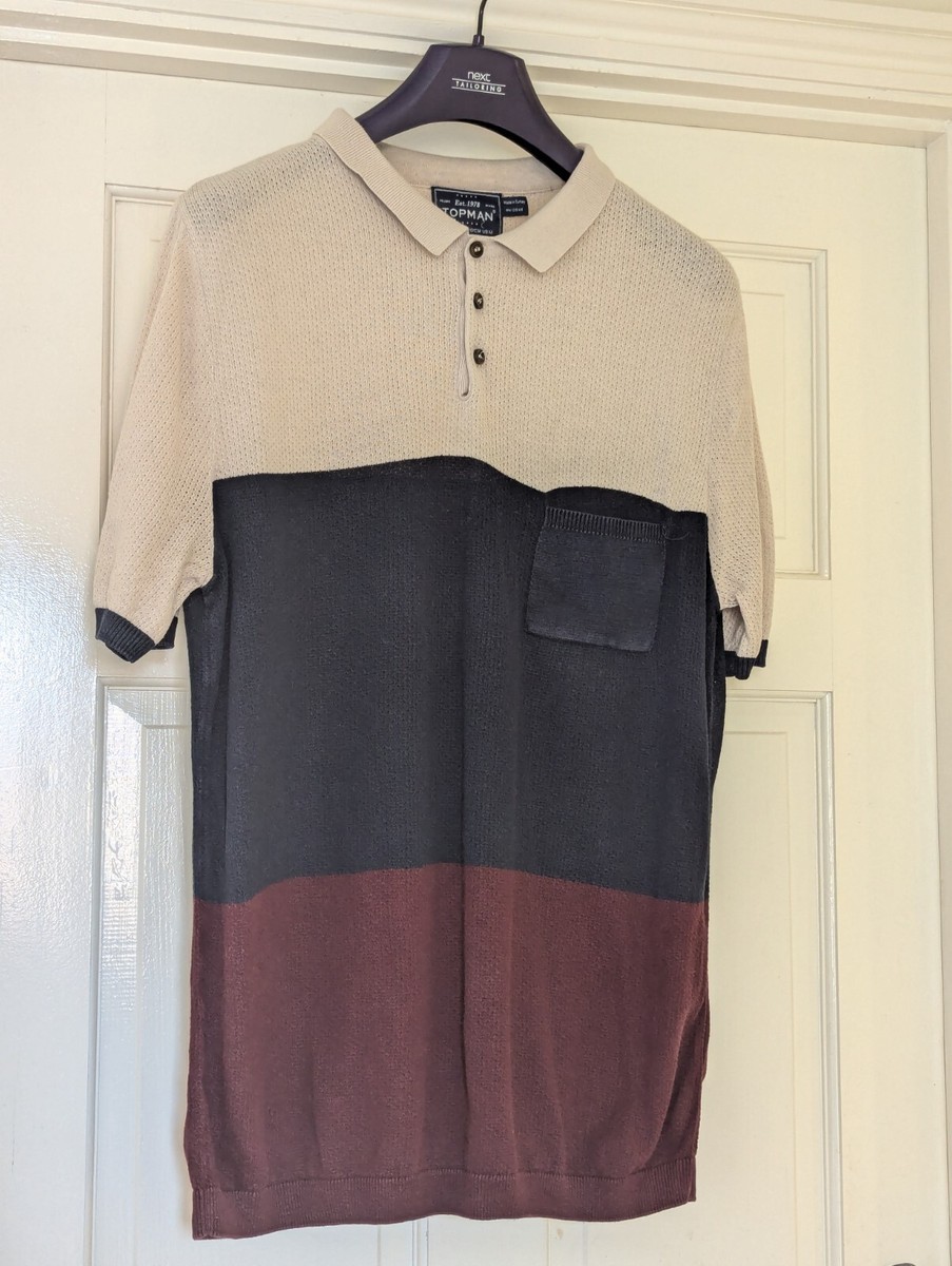 Top Man Vintage Style Colour Block Short Sleeved Shirt Size M