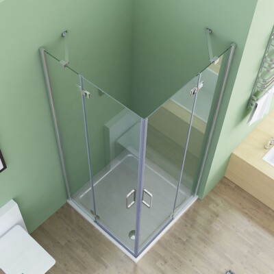 Dusche Duschkabine Falttür Echtglas Duschabtrennung Eckeinstieg CH2 ESG Glas
