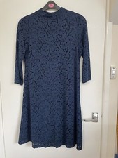 M&S Blue Lacy Layered Dress Size 12 / Party/ Work / Casual 