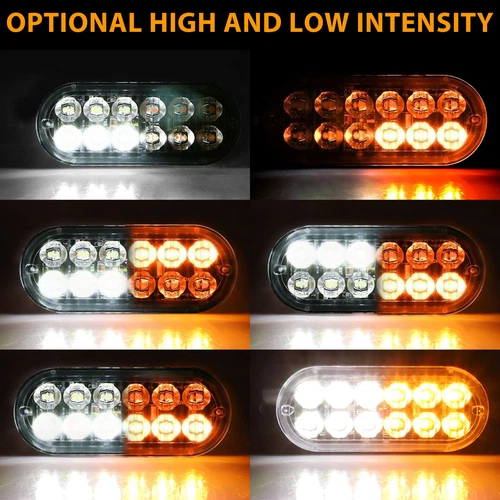 Barra de luz estroboscópica LED intermitente de advertencia de peligro ámbar/blanco 4 piezas 12 LED - Imagen 4 de 10