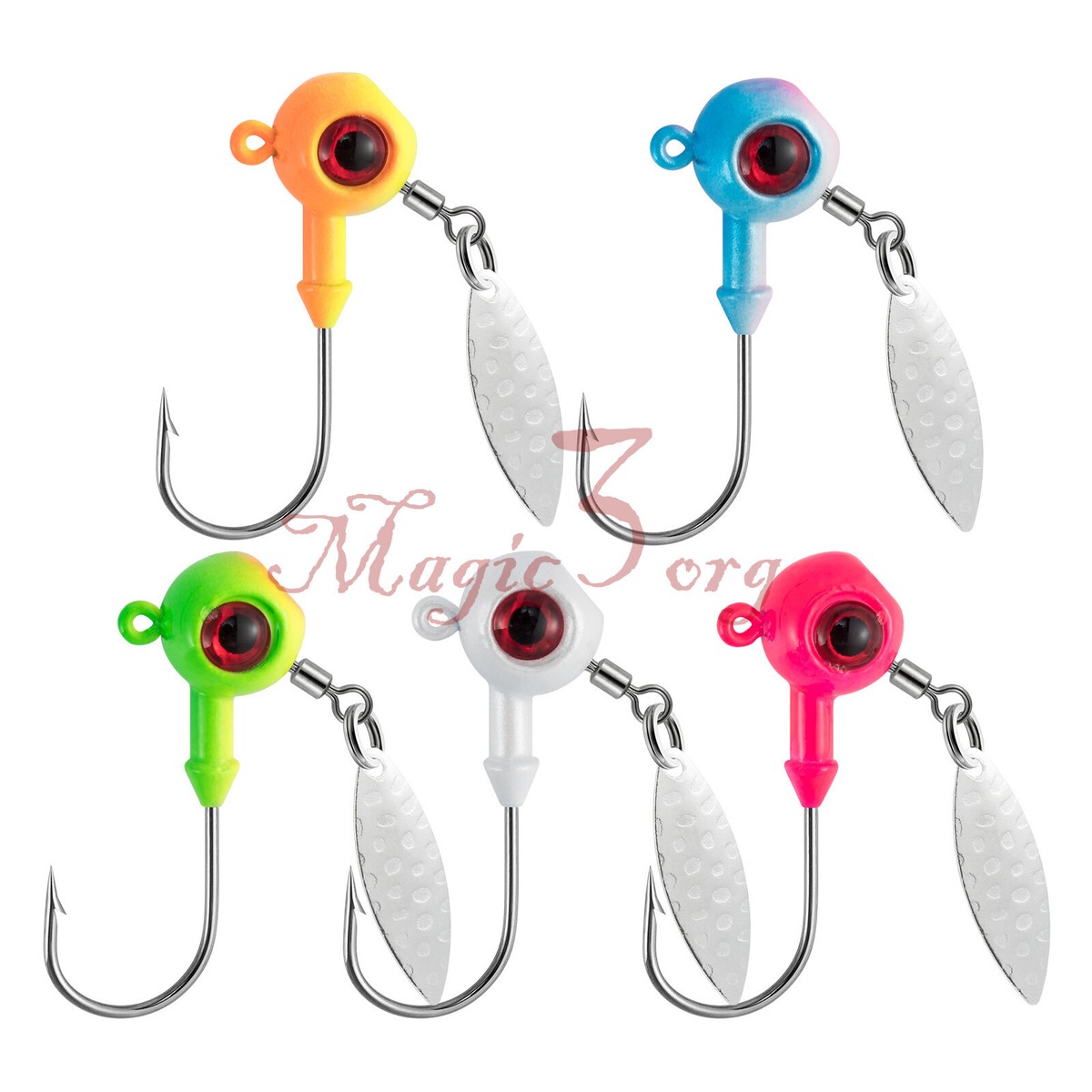 10 Pack Fishing Underspin Jigs Stand Up Round Jig Spinner Blade