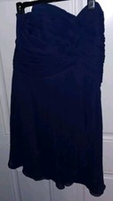 Davids Bridal Navy Blue Bridesmaid Dress Chiffon Strapless Style F14847 Size 14