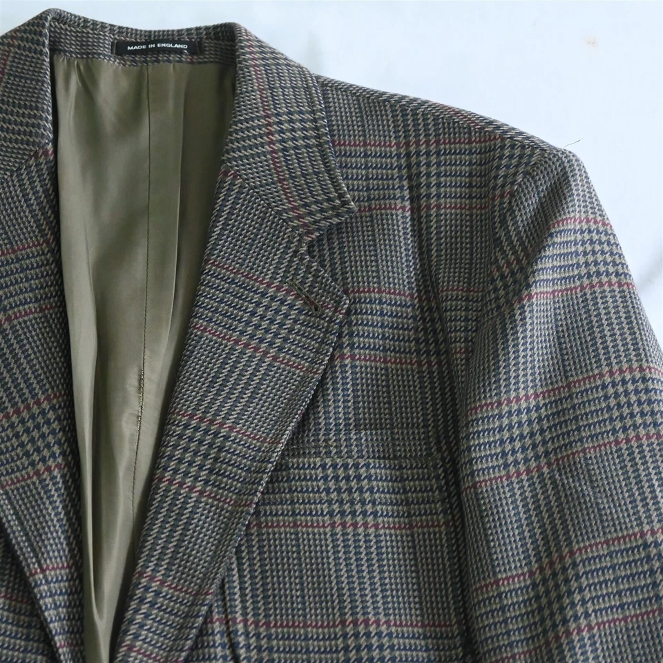 Chaqueta Blazer Abrigo Deportivo De Colección Norm Thompson 44L Marrón Cuadros Glenn Franela Inglaterra Foto 2 de 4