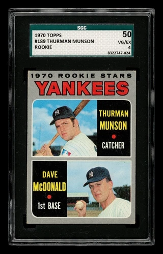 1970 Topps Set-Break #189 Thurman Munson Rookie, Dave McDonald Rookie SGC 4