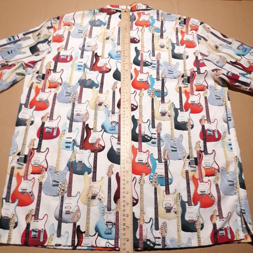 Camicia Fender The Collection By Da Vinci All Over Stampa Chitarra Bottoni Uomo M - Foto 11 di 13