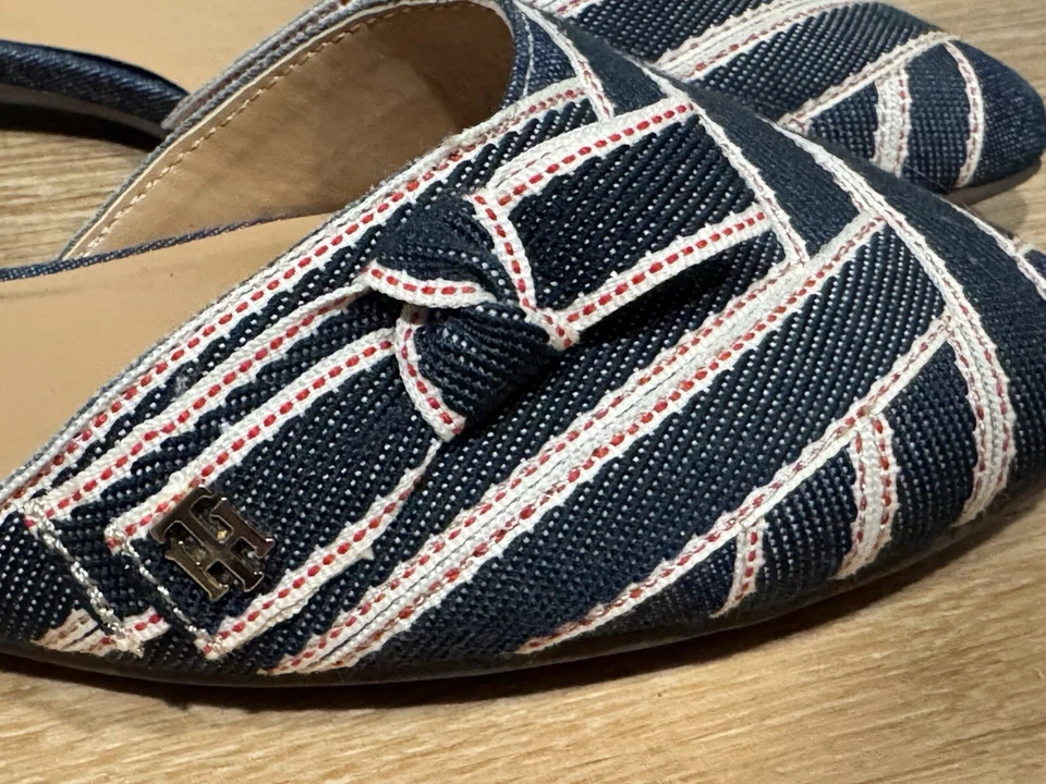 NOVO TOMMY HILFILGIER NANCEE D'ORSAY SAPATILHA DE LONA LISTRADA TAMANHO 7.5 - Imagem 4 de 4