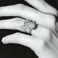 3Ct Round Cut Simulated Diamond Dual Set Solitaire Ring 14K White Gold Plated