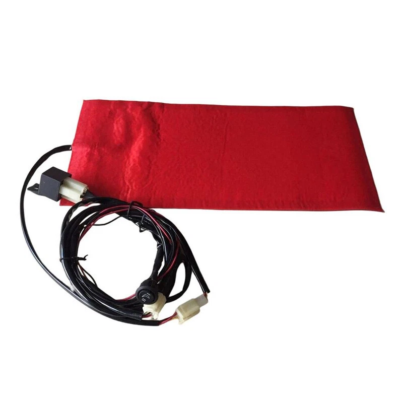 Almohadilla térmica asiento fibra carbono moto alfombrilla impermeable 12V 25w + kit interruptor redondo Foto 3 de 4