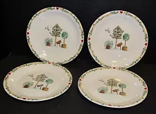 Thomson Pottery Birdhouse 7-3/4" Salad/Desert Plates Set Of 4 Thompson heart