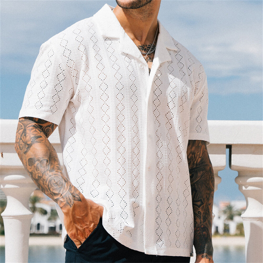 Men's See Through Shirt Casual Slim Shirts Short Sleeve Button Down Tops Blouse Men's See Through Shirt Casual Slim Shirts Short Sleeve Button Down Tops Blouse