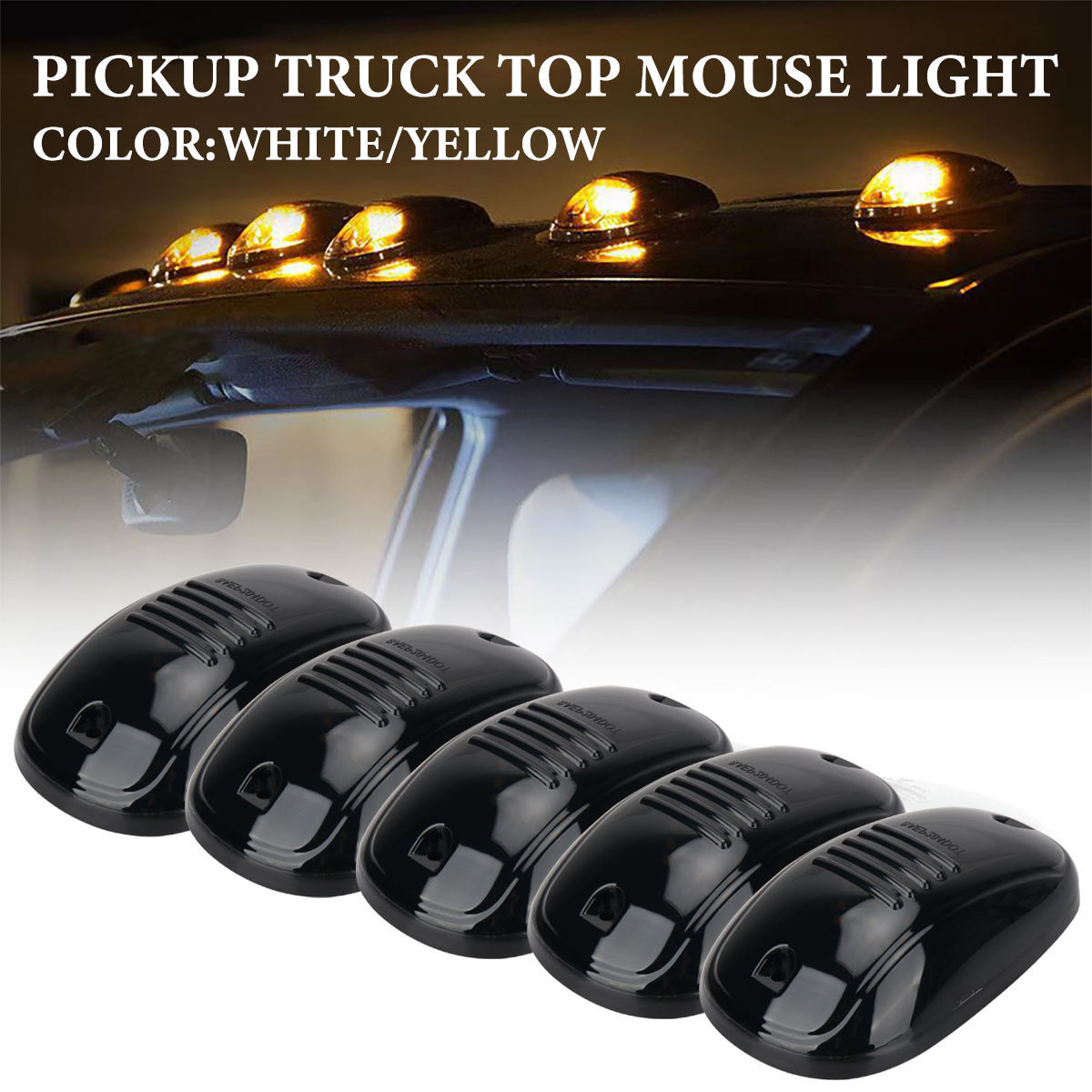 5x Amber Smoked LED Roof Top Marker Lights Kit for Trucks Pickup