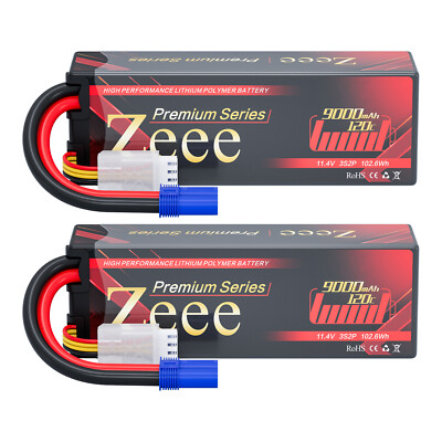 2x Zeee 11.4V 120C 9000mAh EC5 3S HV LiPo Battery for RC Car Truck Tank Vehicles