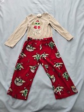 MUNKI MUNKI Toddler Kid's 2-Piece Grogu Holiday Pajama Set PJs Star Wars Size 3