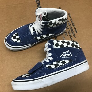 blue black and white checkered vans