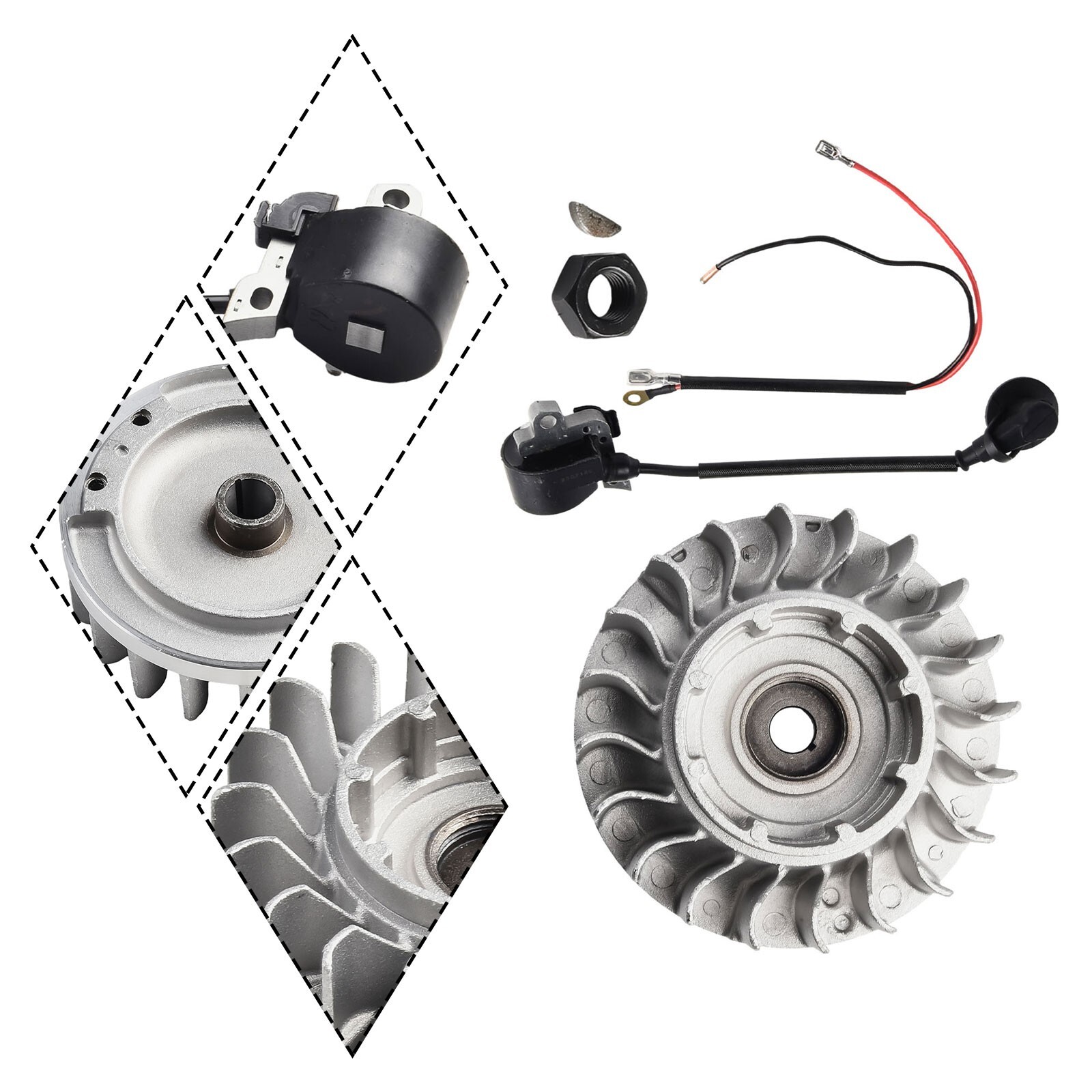 For Stihl Chainsaw 066 MS660 Flywheel Nut Key & Ignition Coil Kit