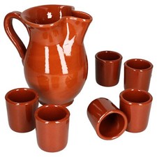 MamboCat 7tlg Set 1x Tonkrug 0,5L + 6x Shotbecher 50ml Tonbecher Mediterran Ton