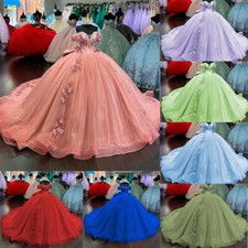 3D Flowers Sweetheart Quinceanera Dresses Ball Gown Big Bow Birthday Sweet 16