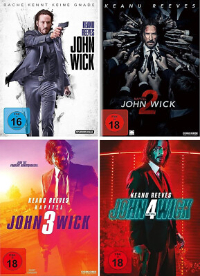 4 DVDs * JOHN WICK KAPITEL 1 + 2 + 3 + 4 IM SET - FSK 18 # NEU OVP /$§