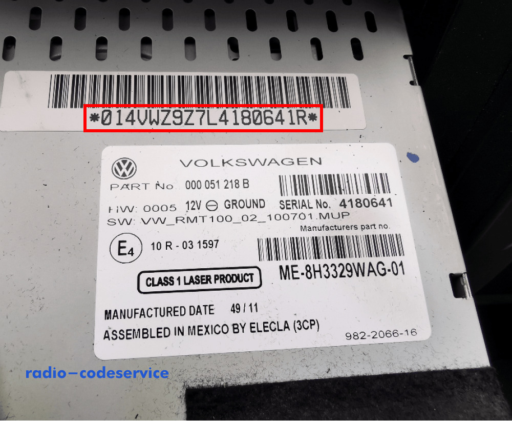 VW Radio Code - Volkswagen Radio Pin Code - RCD RNS Blaupunkt Navigation Alpha