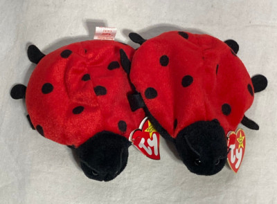 Vntg TY Beanie Baby Bean Bag - Lucky Red Lady bug  11'' L 1995 Lot of 2