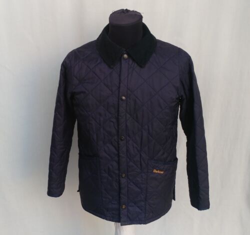 Barbour Liddesdale Boys Quilted Snap Jacket Navy Blue Padded Coat Size L Top - Picture 1 of 8