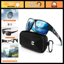 Polarized Sports Sunglasses for Men - UV400 Protection, Wrap Around Goggles for