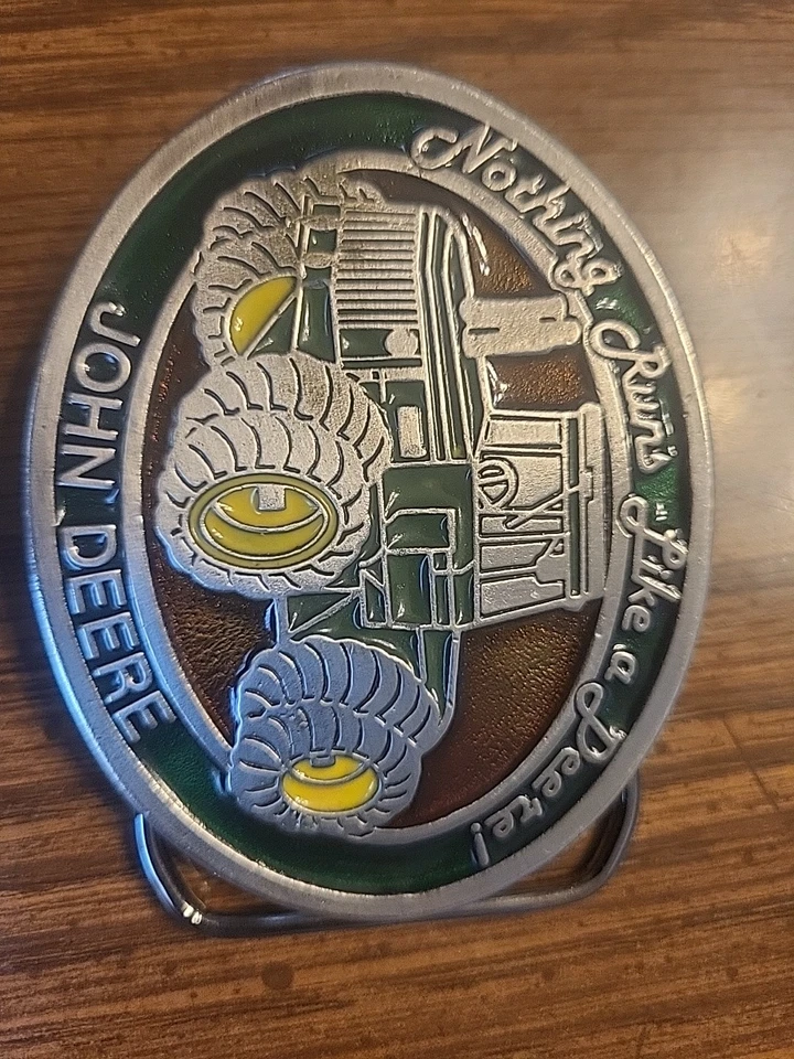 Tractor John Deere Nada Funciona Como Un Deere Agricultura De Colección Hebilla de Cinturón Ovalada Foto 3 de 4