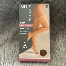 Silk Impressions Light Support Sheer Tights Womens Size XXXL Cocoa High Waisted