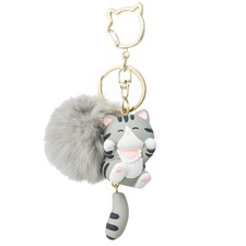 Cute plush cat keychains for women, cute cartoon cat keychains with soft plush