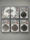 2021 SILVER MORGAN AND PEACE DOLLAR - SIX COIN SET - NGC MS70 - HAND SIGNED