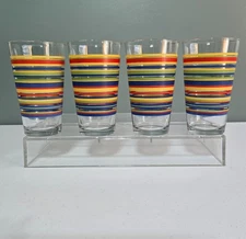 Set Of 4 Libbey Fiestaware 14 oz. Cooler Tumblers Multi Color Stripes