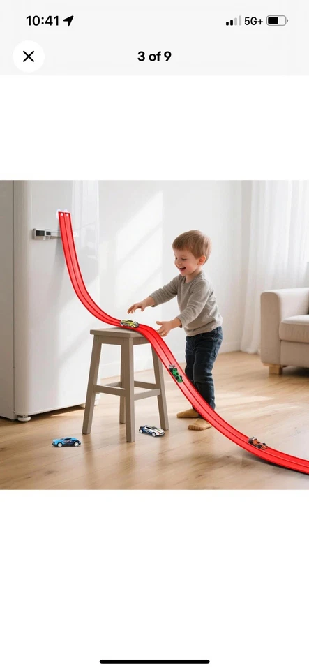 15 Ft Flexible Race Car Ramp Track For Hot Wheels 2 Cars And 2 Connectors - Red! - Image 4 of 4