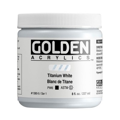 GOLDEN Heavy Body Acrylics, Titanium White, 8 fl. oz. Jar, Professional Acry...