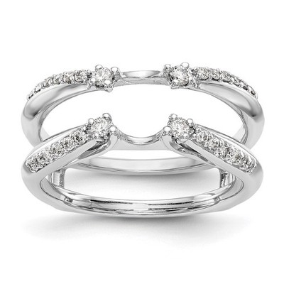 14K Weißgold 1/4 Karat Diamant kompletter Ring Schutz - Größe 7